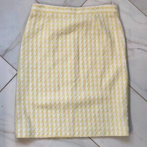 Banana Republic Yellow and White Houndstooth Pencil Skirt Size 8